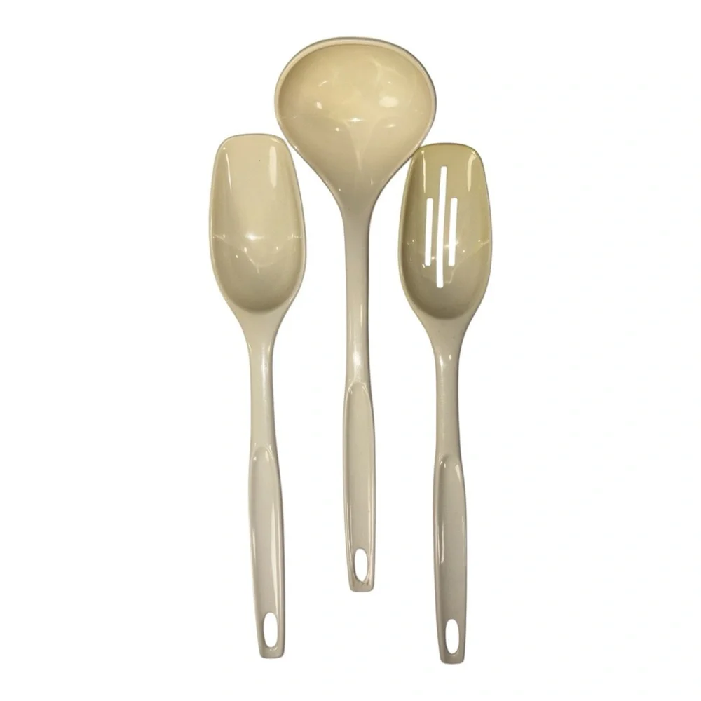 Vintage Foley Cream Nylon Slotted & Basting Spoon Soup Ladle Kitchen Utensils